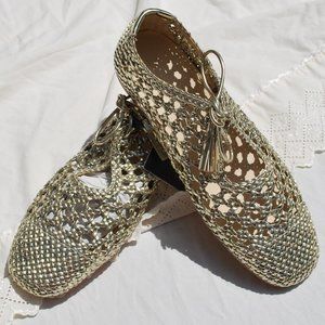 NWT Zara Basic Collection Woven Leather Flat